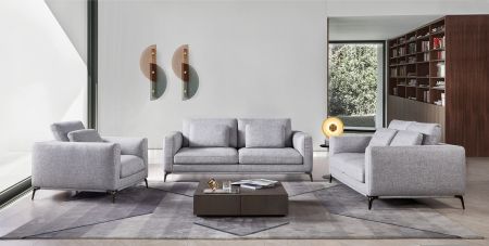 Divani Casa Beaman - Modern Grey Fabric Sofa Set