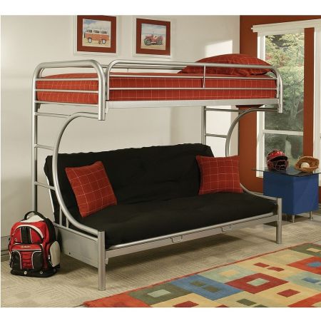 ACME Eclipse Twin Xl/Queen Futon Bunk Bed Silver Finish