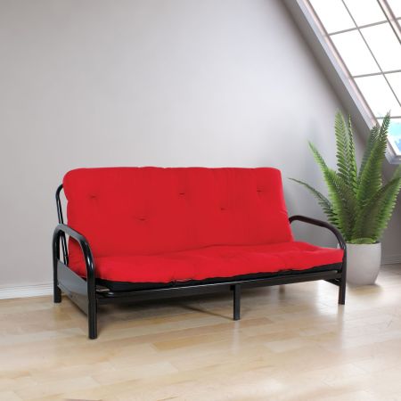 ACME Nabila Full Futon Mattress (8"H) Red & Black Poplin Fabric