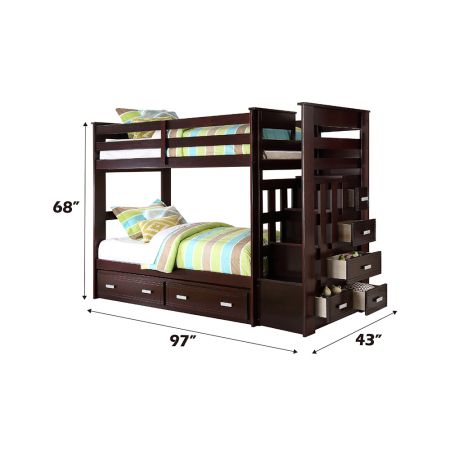 ACME Allentown Twin/Twin Bunk Bed W/Trundle & Storage Espresso Finish