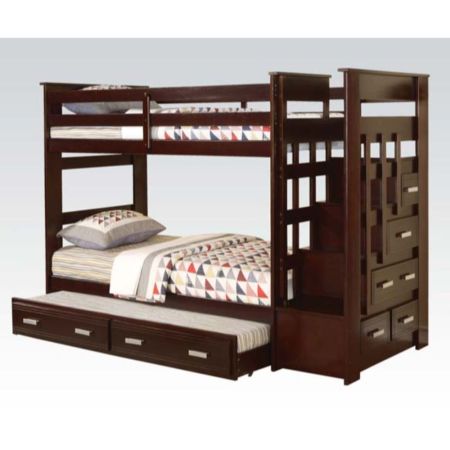 ACME Allentown Twin/Twin Bunk Bed W/Trundle & Storage Espresso Finish