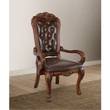 ACME Dresden Executive Office Chair Synthetic Leather & Cherry Oak Finish