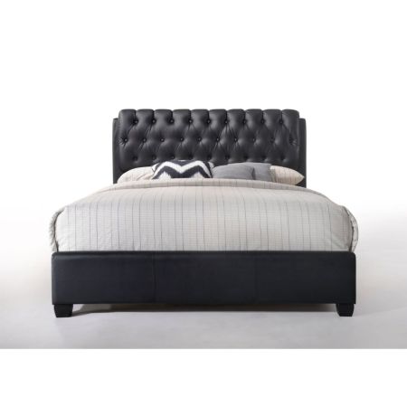 ACME Ireland II Queen Bed Black Synthetic Leather