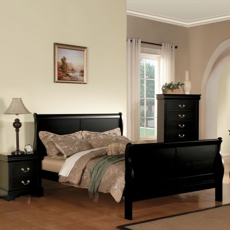 ACME Louis Philippe III EK Bed Black Finish