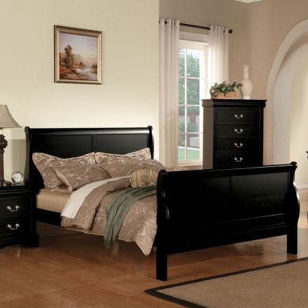 ACME Louis Philippe III Queen Bed Black Finish