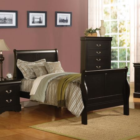 ACME Louis Philippe III Twin Bed Black Finish