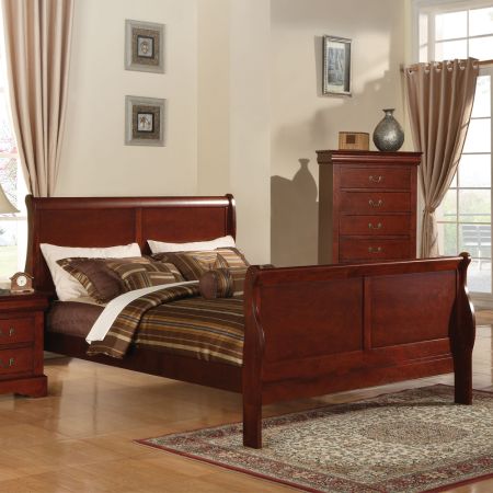 ACME Louis Philippe III Queen Bed Cherry Finish