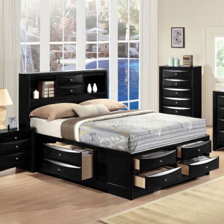 ACME Ireland EK Bed W/Storage Black Finish