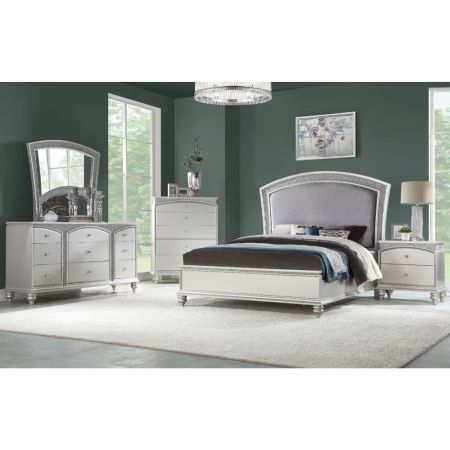 ACME Maverick Queen Bed Fabric & Platinum Finish