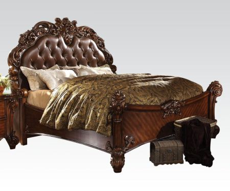 ACME Vendome CK Bed Synthetic Leather & Cherry