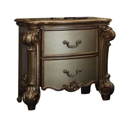 ACME Vendome Nightstand Gold Patina Finish