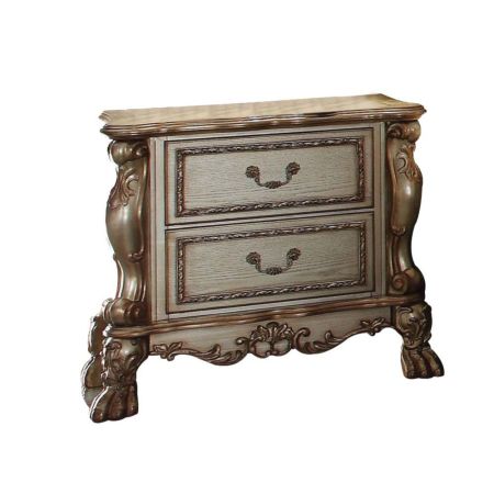 ACME Dresden Nightstand Gold Patina & Bone Finish