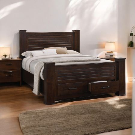 ACME Panang Queen Bed W/Storage Mahogany Finish