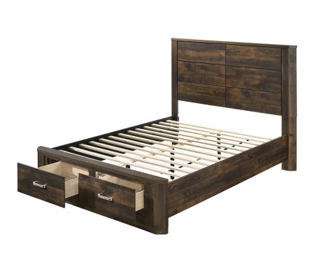 ACME Elettra EK Bed W/Storage Rustic Walnut Finish