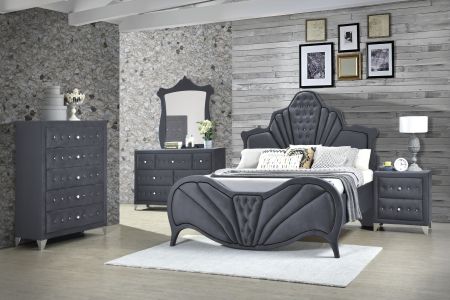 ACME Dante EK Bed Gray Velvet