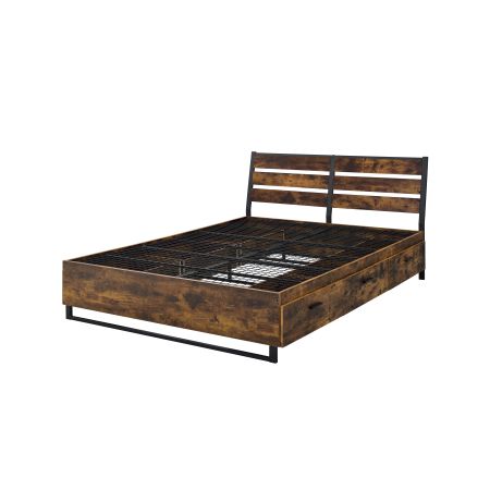 ACME Juvanth EK Bed W/Storage Rustic Oak & Black Finish