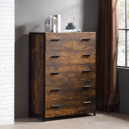 ACME Juvanth Chest Rustic Oak & Black Finish