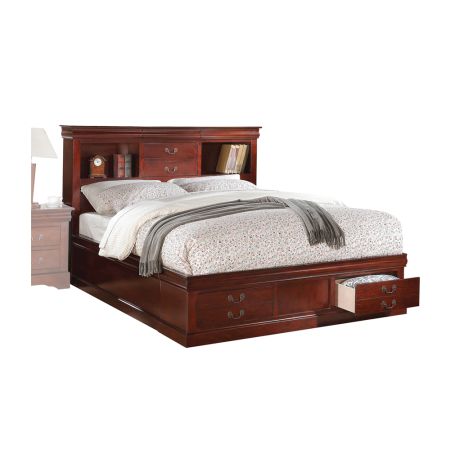 ACME Louis Philippe III Queen Bed W/Storage Cherry Finish