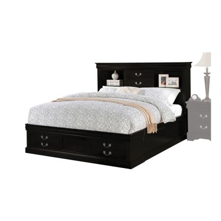 ACME Louis Philippe III Queen Bed W/Storage Black Finish