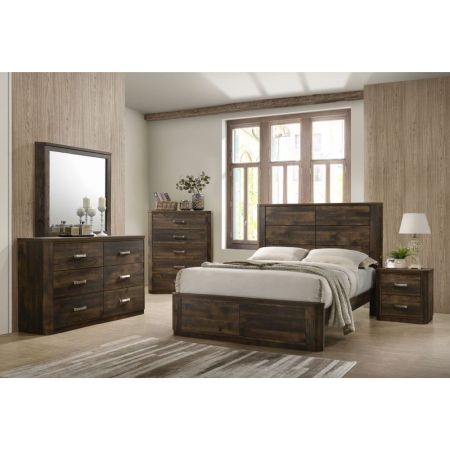 ACME Elettra Queen Bed Rustic Walnut Finish