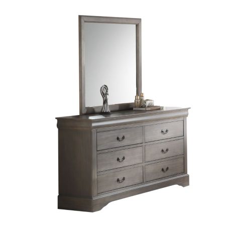 ACME Louis Philippe III Gray Mirror Antique Gray Finish