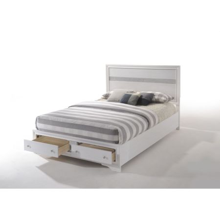 ACME Naima EK Bed W/Storage White Finish