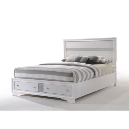 ACME Naima Queen Bed W/Storage White Finish