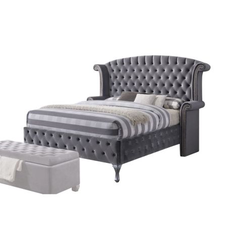 ACME Rebekah EK Bed Gray Velvet