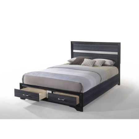 ACME Naima EK Bed W/Storage Black Finish