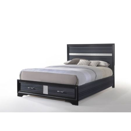 ACME Naima EK Bed W/Storage Black Finish