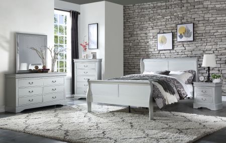 ACME Louis Philippe Twin Bed Platinum Finish