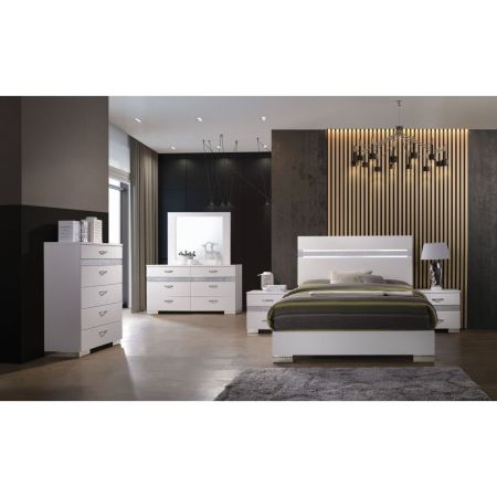 ACME Naima II Queen Bed White High Gloss Finish