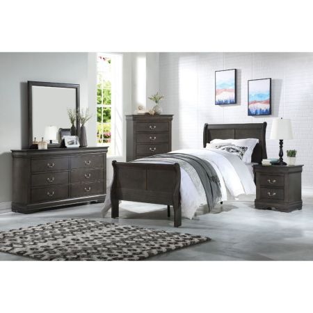 ACME Louis Philippe Twin Bed Dark Gray Finish