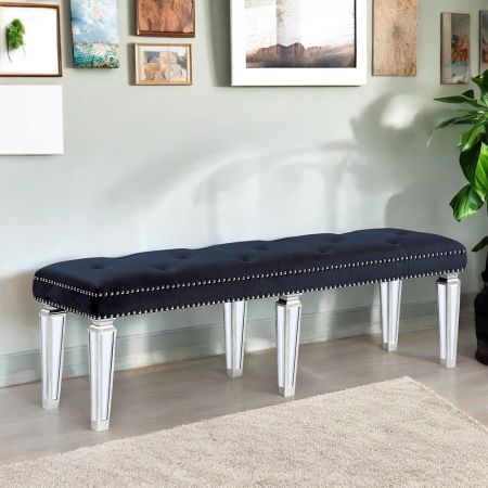 ACME Varian Bench Dark Navy Velvet & Mirrored