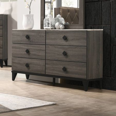 ACME Avantika Dresser Faux Marble Top & Rustic Gray Oak Finish