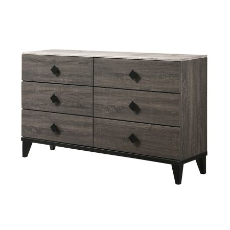 ACME Avantika Dresser Faux Marble Top & Rustic Gray Oak Finish