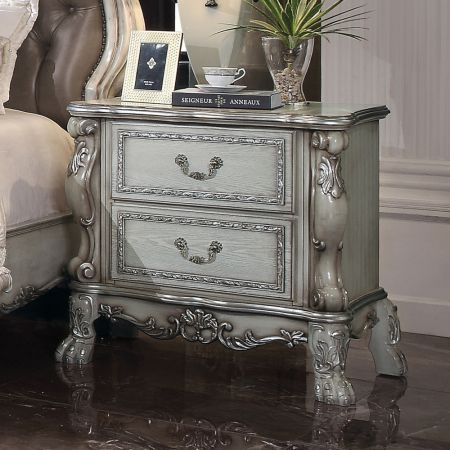 ACME Dresden Nightstand Vintage Bone White Finish