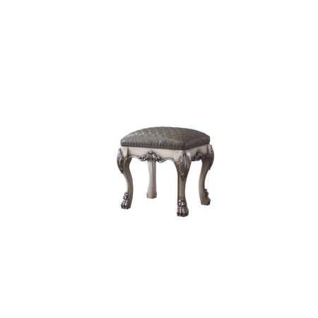 ACME Dresden Vanity Stool Vintage Bone White & Synthetic Leather