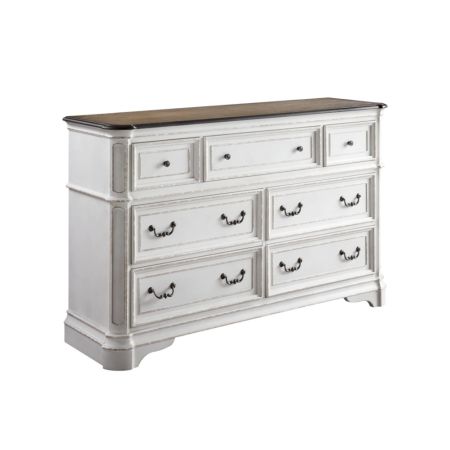 ACME Florian Dresser Antique White & Oak Finish