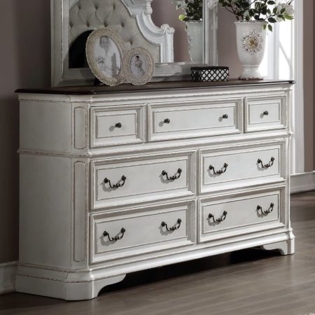 ACME Florian Dresser Antique White & Oak Finish