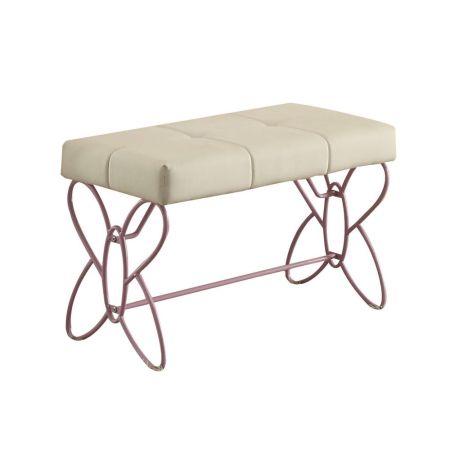 ACME Priya II Bench White & Light Synthetic Leather Rple Finish