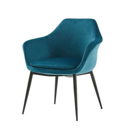 Modrest Wilson Modern Teal Velvet & Black Dining Chair