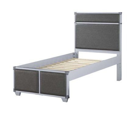 ACME Orchest Twin Bed Gray Synthetic Leather & Gray Finish