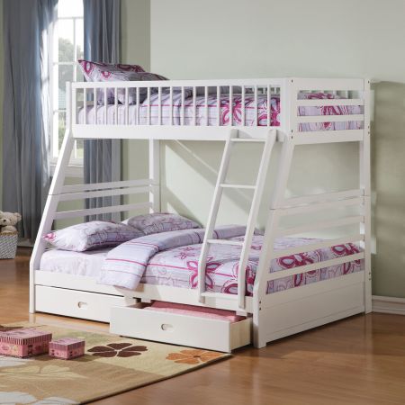 ACME Jason Twin/Full Bunk Bed W/Storage White Finish