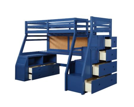 ACME Jason II Twin Loft Bed W/Storage Navy Blue Finish