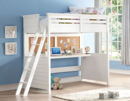 ACME Lacey Twin Loft Bed W/Desk White Finish