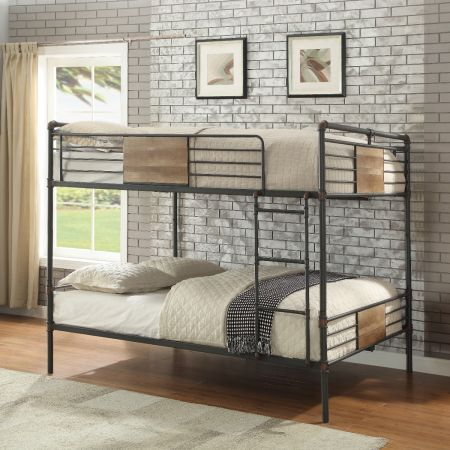 ACME Brantley Double Queen Bunk Bed Sandy Black & Dark Bronze Hand-Brushed Finish