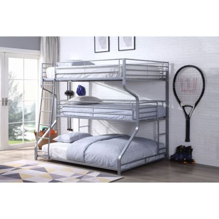 ACME Caius II Full/Twin/Queen Bunk Bed Silver Finish