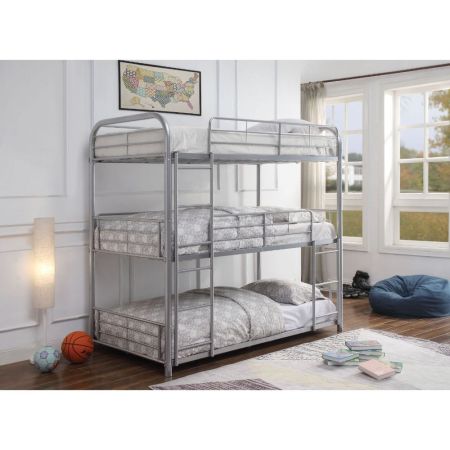 ACME Cairo Triple Twin Bunk Bed Silver Finish