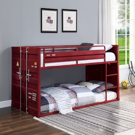 ACME Cargo Twin/Twin Bunk Bed Red Finish